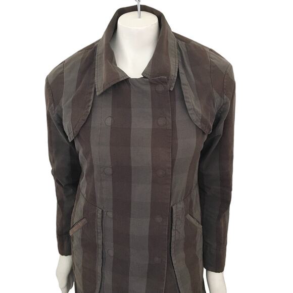 VTG STUSSY Double Breasted Check Plaid Quilted Jacket in Army green  Y2K  SZ S - Picture 4 of 16